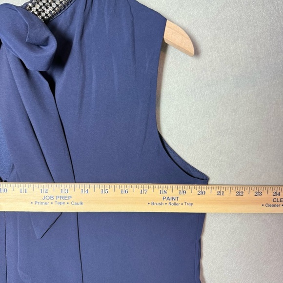Donna Ricco Womens Navy Blue Jewel Neck Sleeveless Swing Cocktail Dress size 14 - Picture 11 of 12